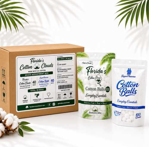 Assorted Cotton Balls Wholesale Box, 80 Bags (8,000 CT)
