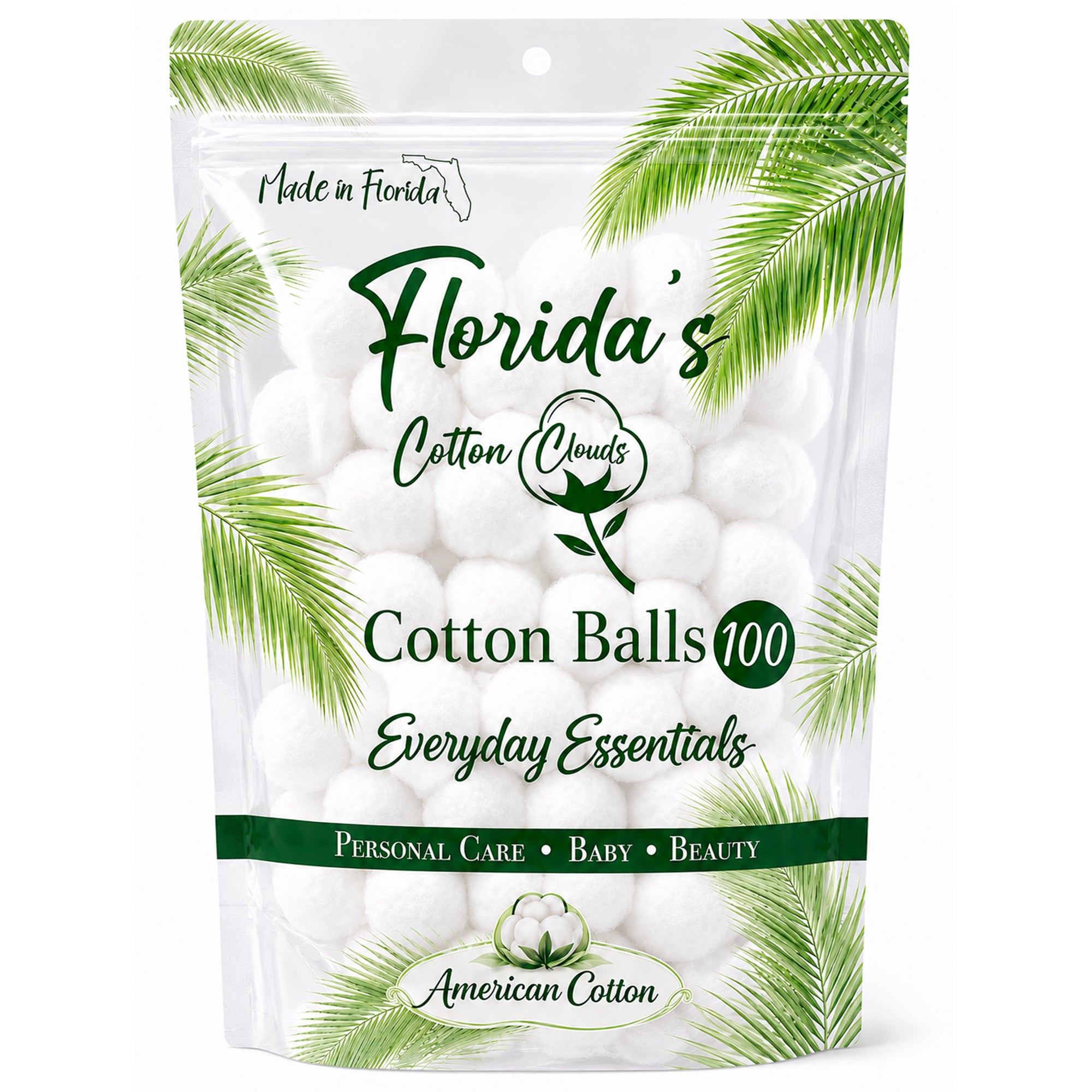 Florida's Cotton Clouds Purified Cotton Balls, 100 Count