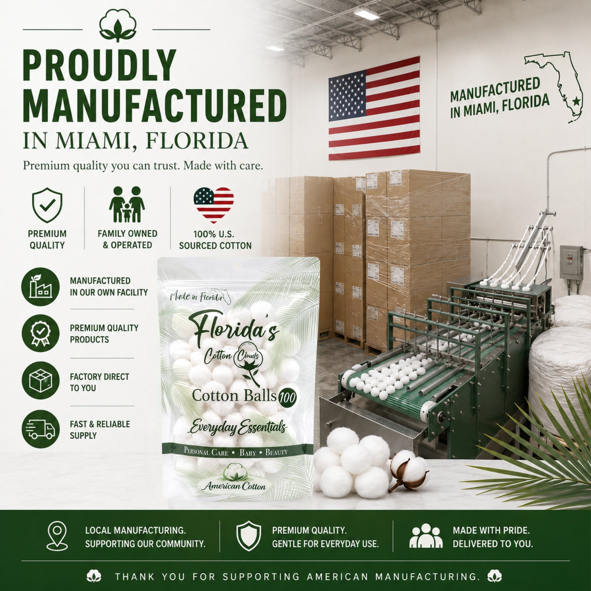 Florida's Cotton Clouds Purified Cotton Balls, 100 Count