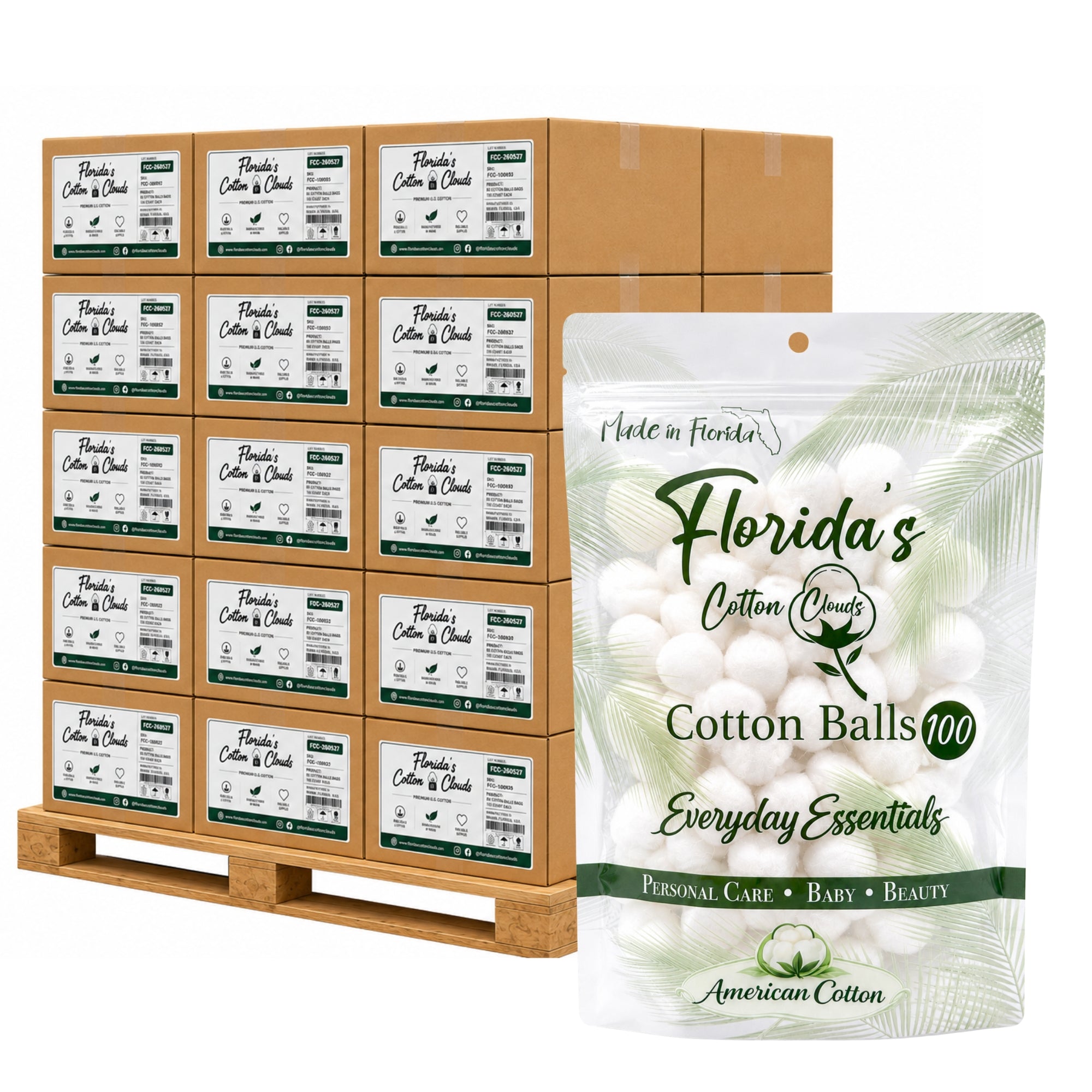 Florida's Cotton Clouds Purified Cotton Balls, 100 Count