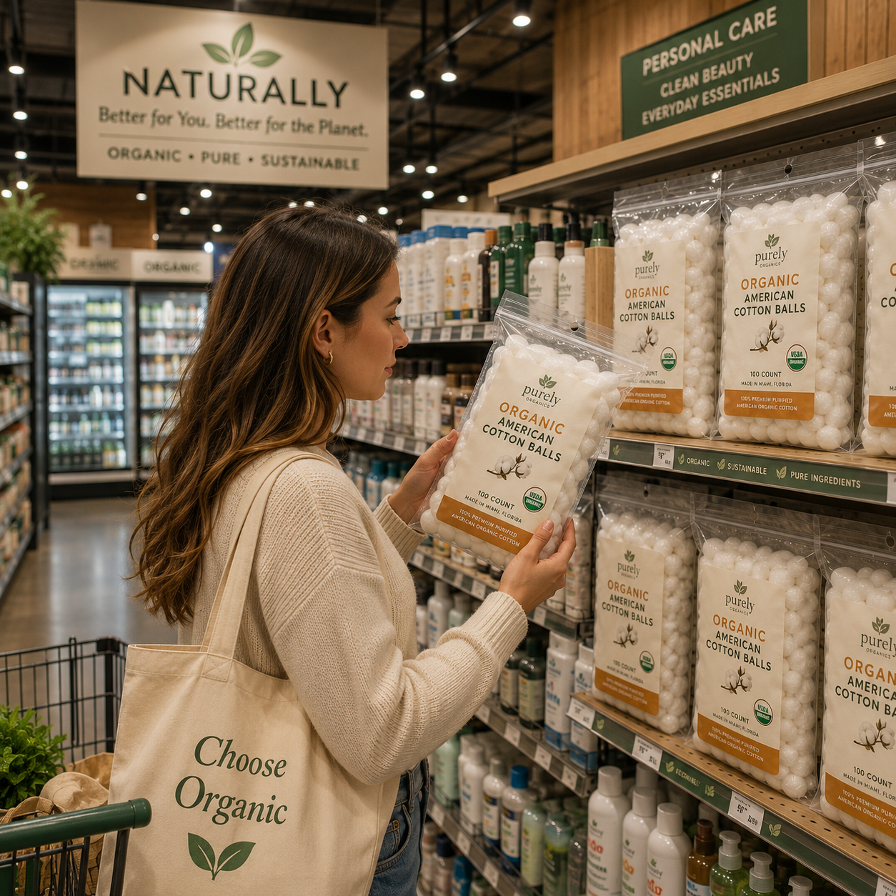 Organic Cotton Balls Premium U.S. Cotton, 100 CT