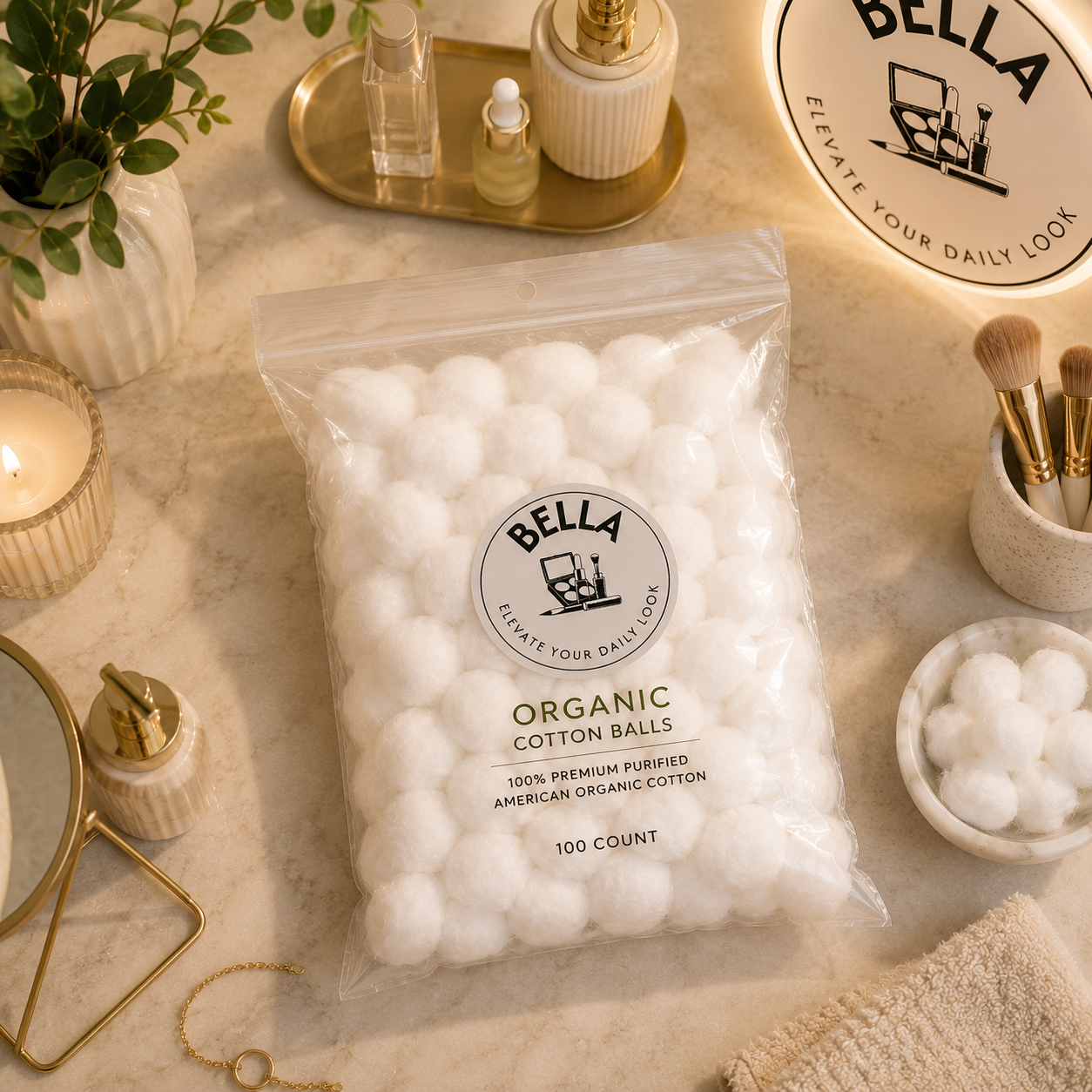 Organic Cotton Balls Premium U.S. Cotton, 100 CT