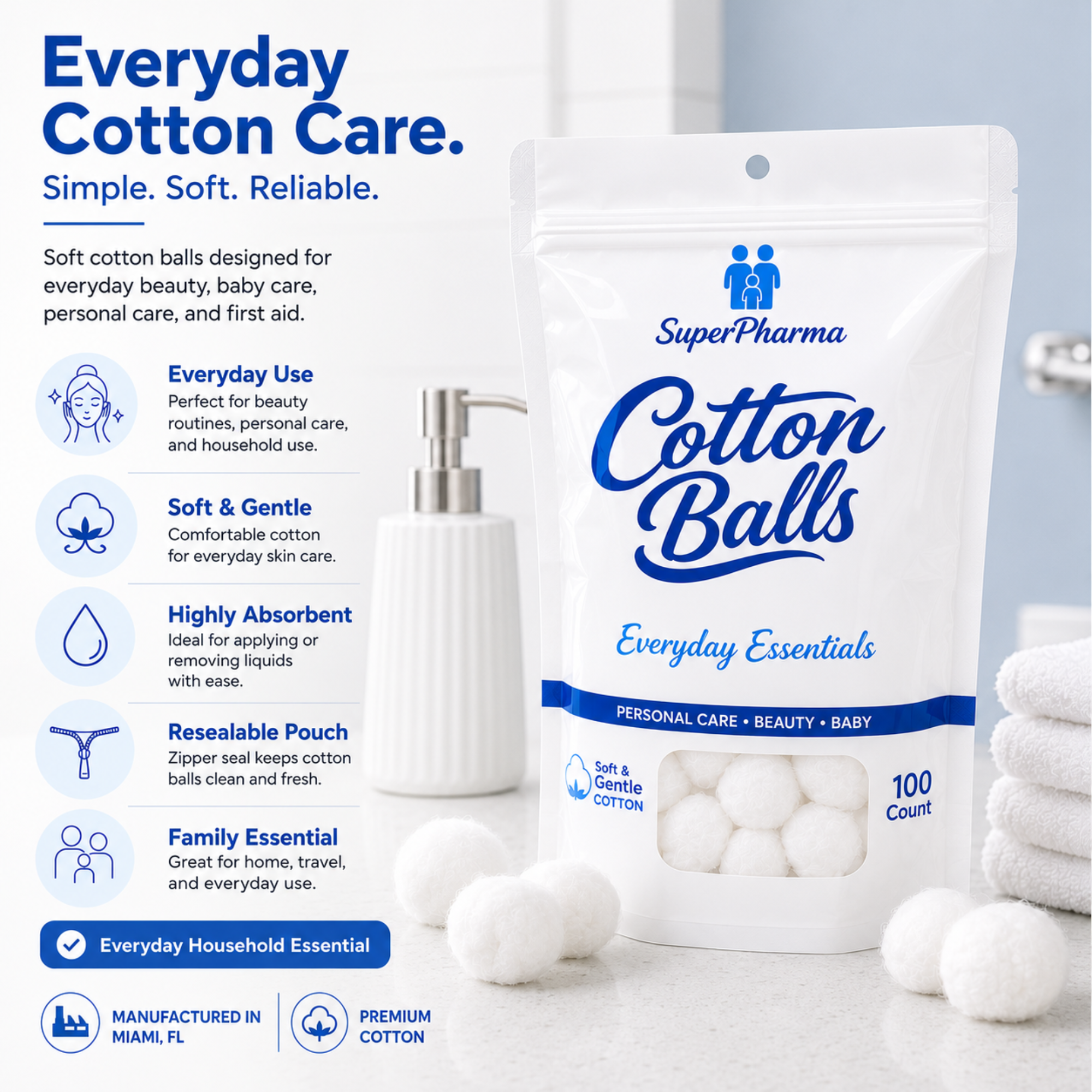 Superpharma Cotton Balls, 100 Count