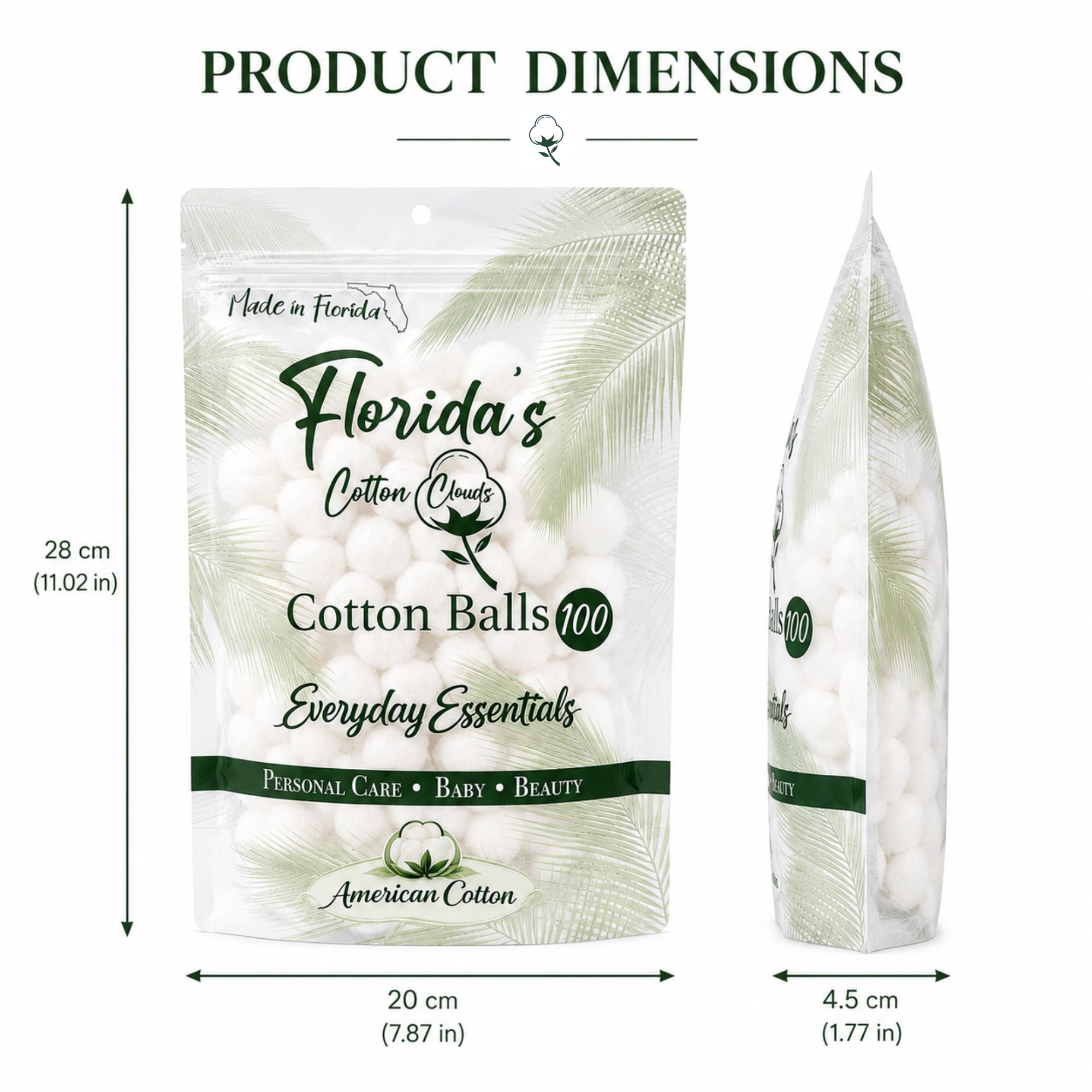 Florida's Cotton Clouds Purified Cotton Balls, 100 Count